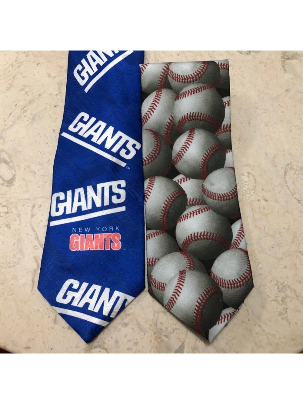 Ralph Marlin Necktie Neck Tie Set of 2 Baseballs and New York Giants 1993